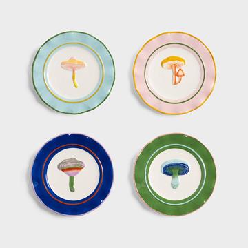 Plate magic mushroom set of 4